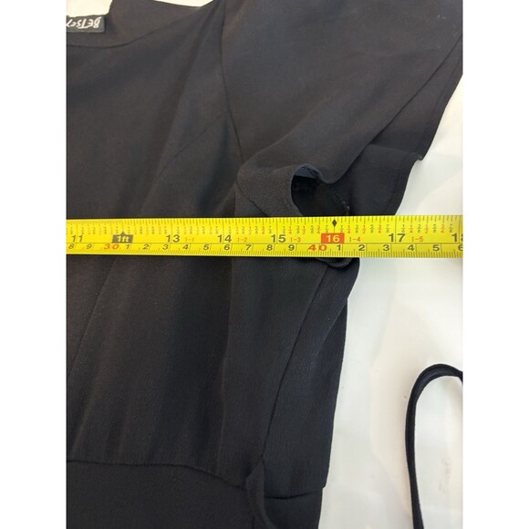Betsey Johnson 90s USA Dress Sz M Fit Flare Black Punk Goth Emo Button Witchy - Picture 4 of 16